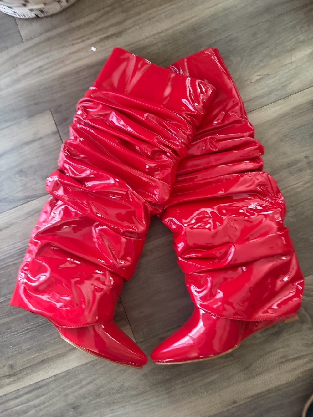 Red Patent Slouch Knee-High Boots for Kids